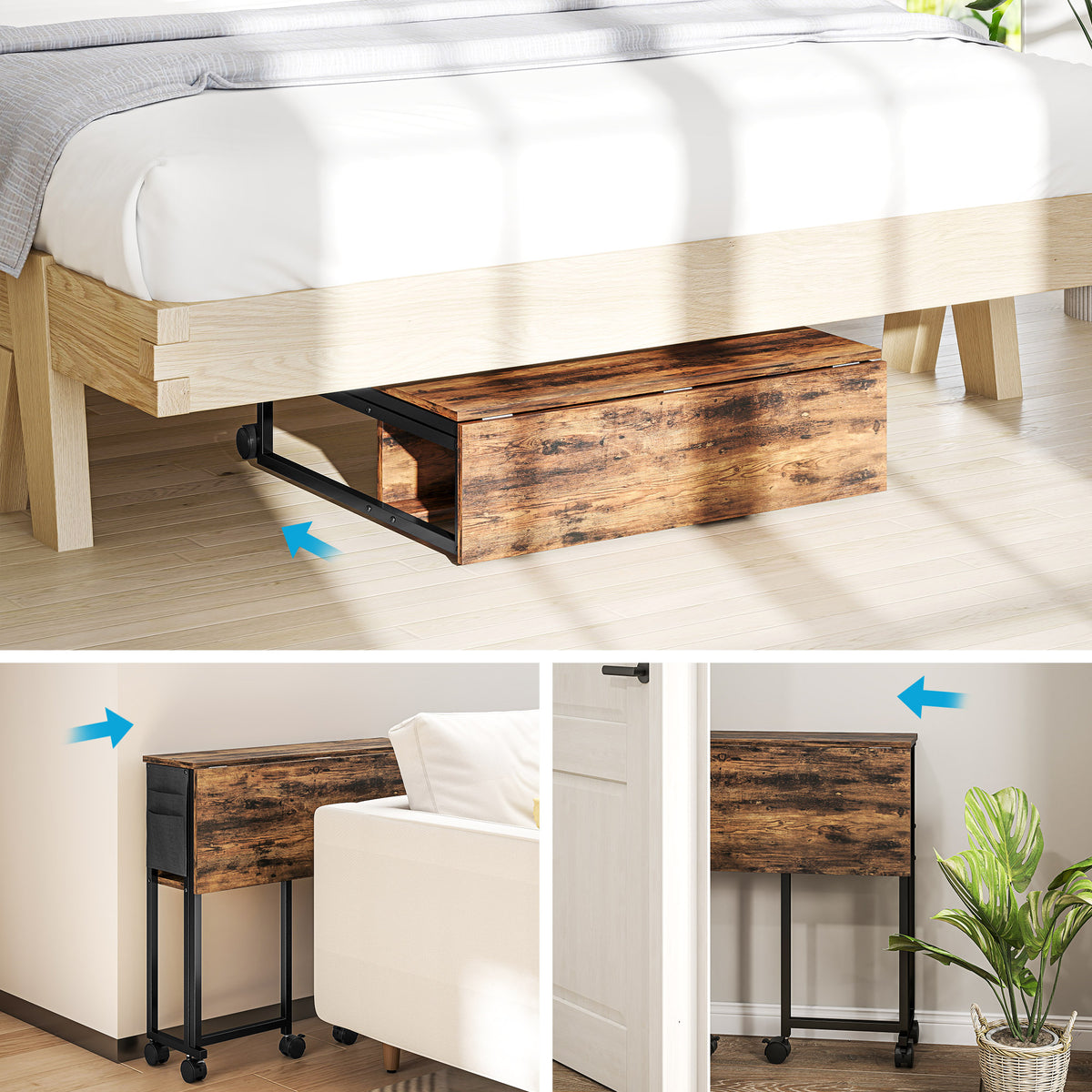 80 cm Drop Leaf Writing Work Desk - Rustic Brown
