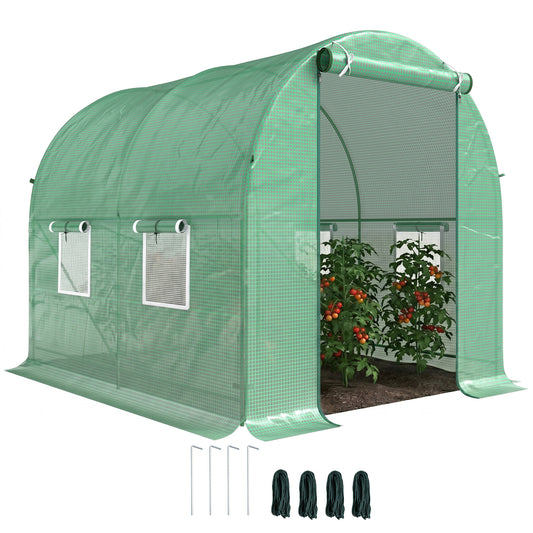 245 x 200cm Polytunnel Greenhouse - Green