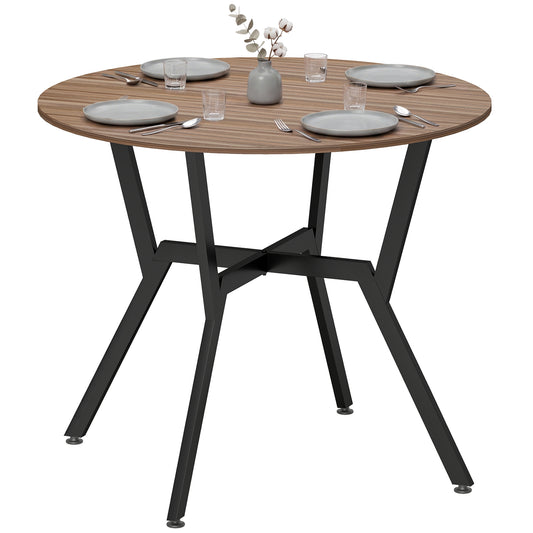 Dining Table, Round Kitchen Table with Black Legs, Anti-slip Foot Pads for Living Room, Dining Room 90 x 76 cm