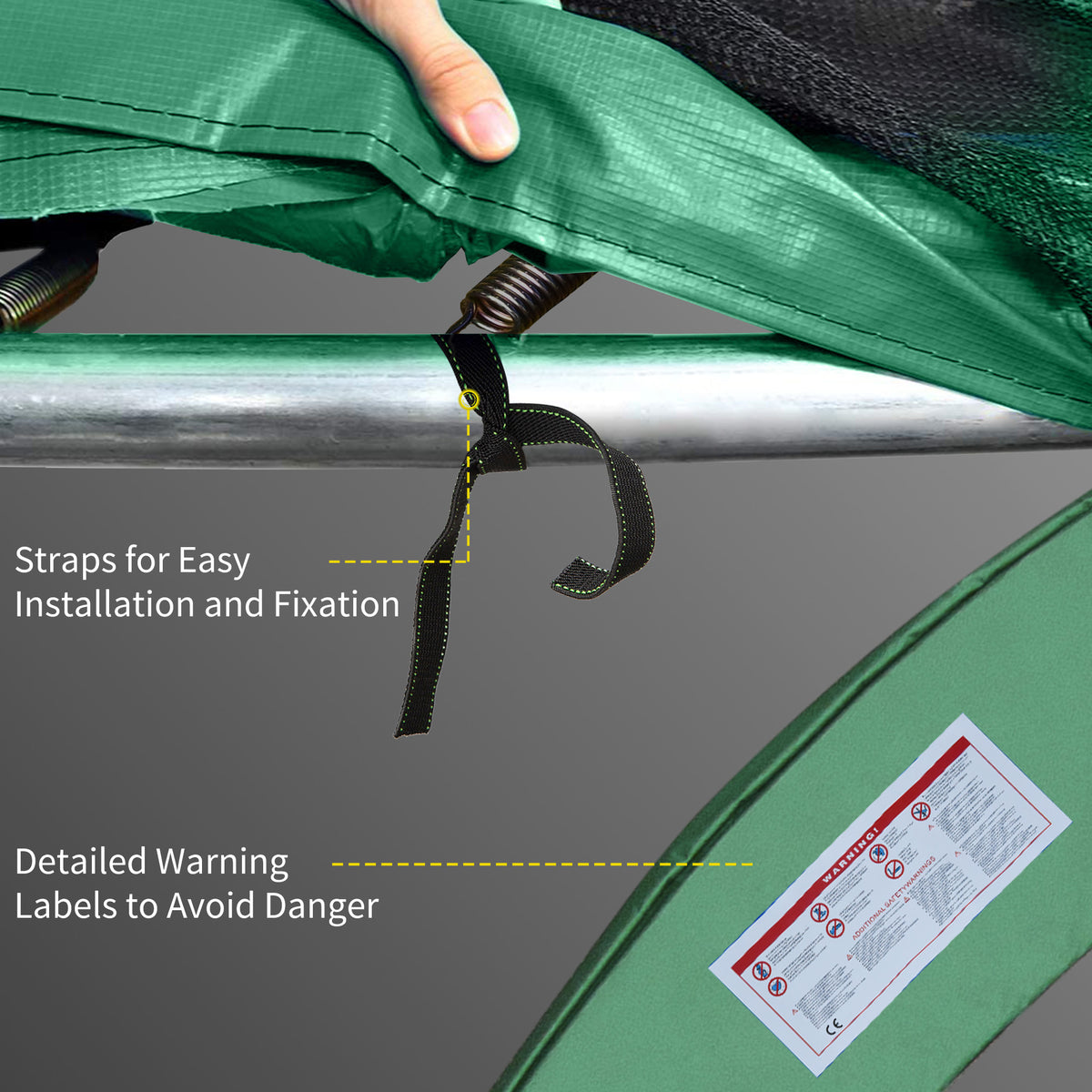 12FT Trampoline Spring Cover, Plastic Trampoline Pad Replacement Safety Guard, Green