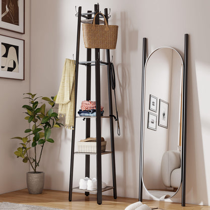 Industrial-Style Four Shelf Coat Stand