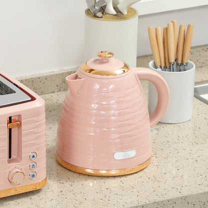 3000W 1.7L Kettle & 4 Slice Toaster, Kettle and Toaster Set with 7 Browning Controls and Crumb Tray, Light Pink