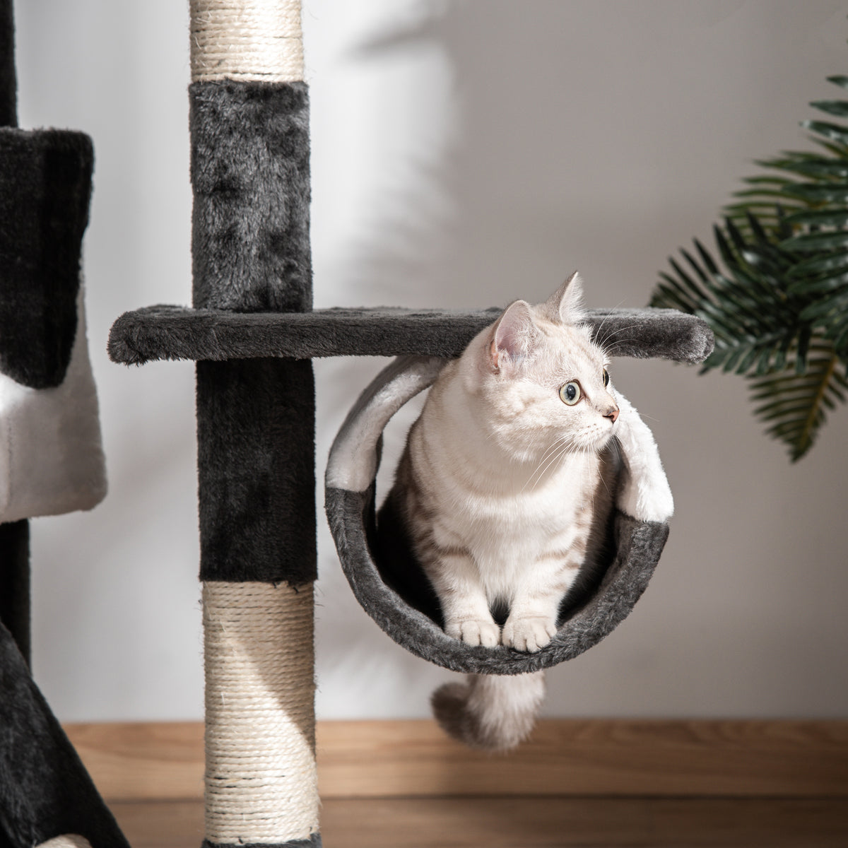Floor-to-Ceiling Cat Tree for Indoor Cats, 240-260cm Adjustable Cat Tree - White