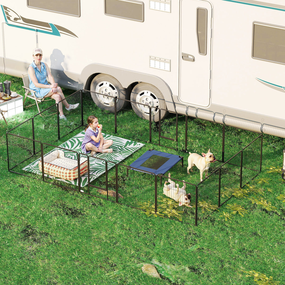 16 Panels Heavy Duty Puppy Playpen, for Small and Medium Dogs, Indoor and Outdoor Use - Grey
