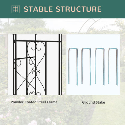Decorative Garden Arch, with Gate - Black