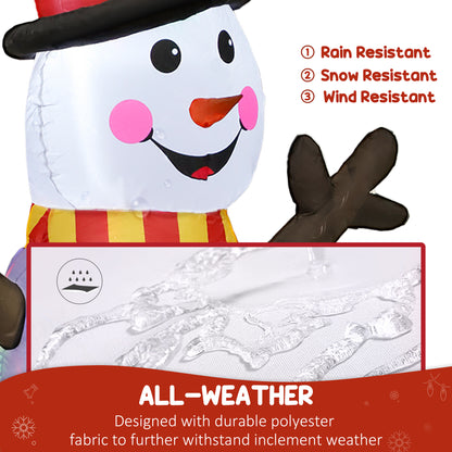 6FT Christmas Inflatables Snowman & Penguins with Built-in LED Lights and Flashing Projector Light, Blow Up Christmas Inflatable Decoration for Indoor Outdoor Decor, Garden