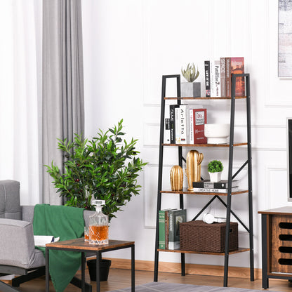 Ladder Shelf, Bookshelf, 4-Tier Industrial Storage Rack for Living Room, Bedroom, Kitchen