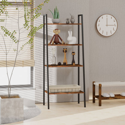 Ladder Shelf, Bookshelf, 4-Tier Industrial Storage Rack for Living Room, Bedroom, Kitchen