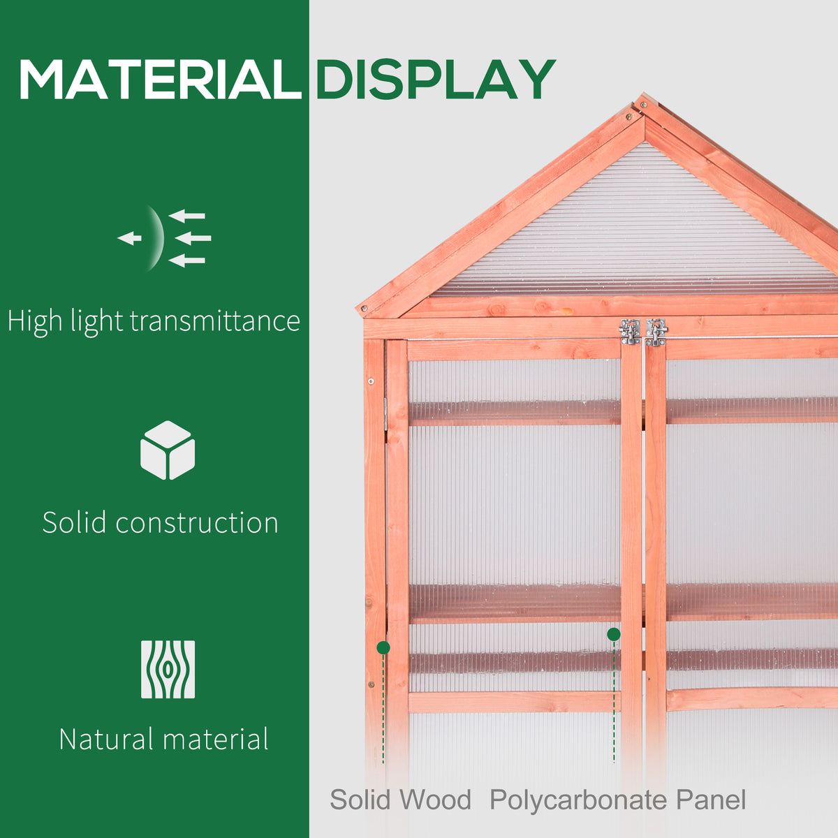 Garden Cold Frame Polycarbonate Greenhouse with Adjustable Shelves, Double Doors, Openable Top Covers, Grow House for Flower Vegetable Plants, 80 x 47 x 138cm