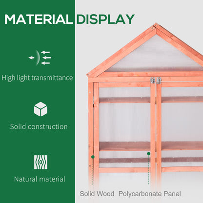 Garden Cold Frame Polycarbonate Greenhouse with Adjustable Shelves, Double Doors, Openable Top Covers, Grow House for Flower Vegetable Plants, 80 x 47 x 138cm