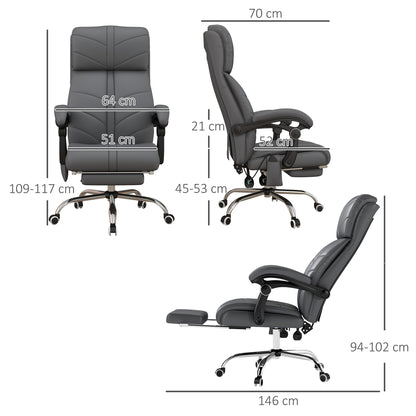 High Back Vibration Massage Office Chair, Heated Reclining PU Leather Computer Chair with Footrest