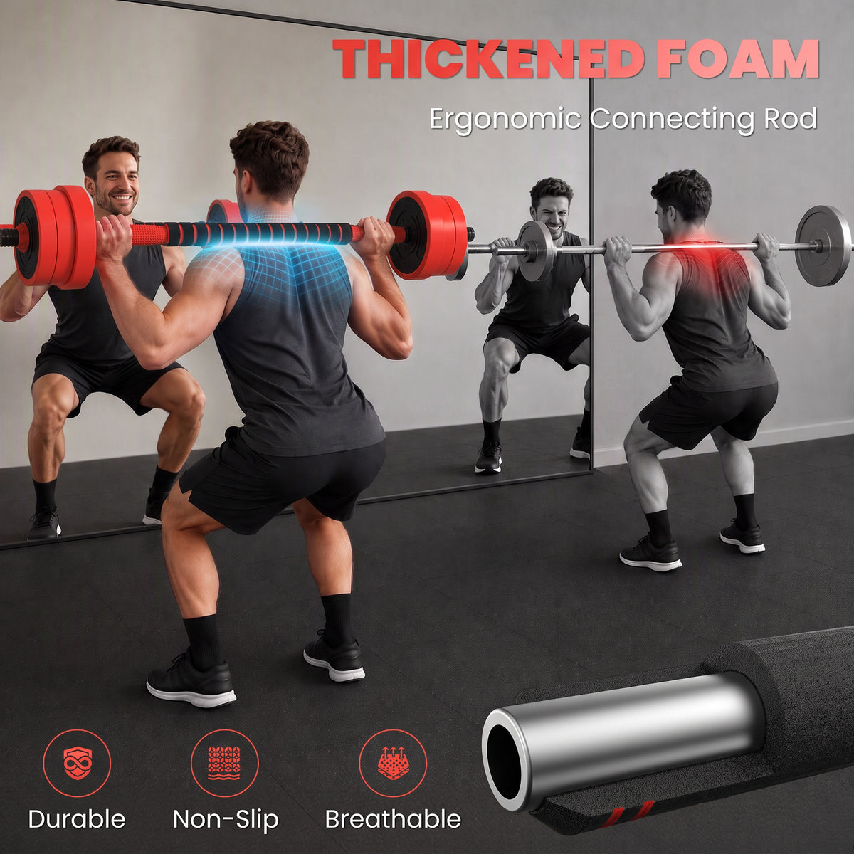 20kg 6-In-One Adjustable Weight Dumbbells Set, Barbell, Kettlebell, Push Up Stand - Red
