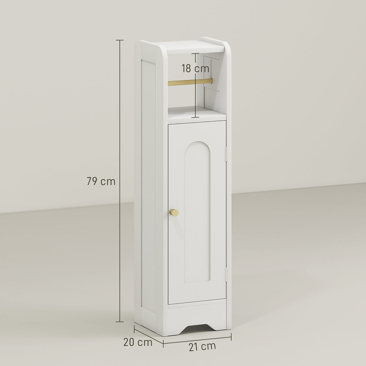 Small Bathroom Storage Cabinet with Toilet Roll Holder - White