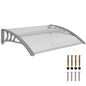 Front Door Canopy Outdoor Awning Aluminium Rigid Plastic Polycarbonate Rain Shelter UV Water Rain Resistant 100 x 75cm Clear