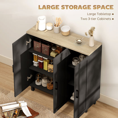 Sideboard Buffet Cabinet, Kitchen Storage Cabinet with 3 Doors and Adjustable Shelves for Living Room, Kitchen, Black