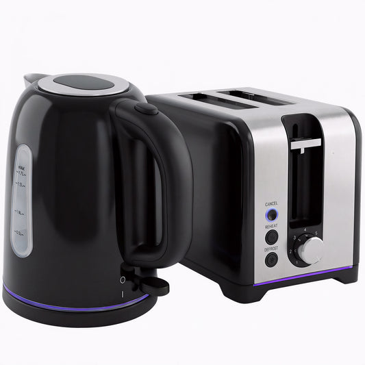 Simple Polished Toaster and Kettle Set