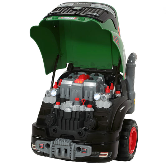 Kids Truck Engine Toy, Toy Steering Wheel with Spray, Lights and Sounds, Educational Gifts for 3-6 Years, Green