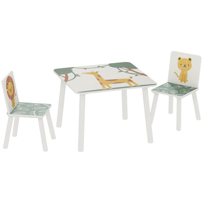 3-Piece Toddler Table and Chair Set, Kids Table with 2 Chairs Set for Bedroom, Nursery, Playroom