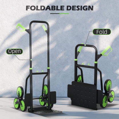 Six-Wheel Folding Sack Barrow Trolley - Black/Green