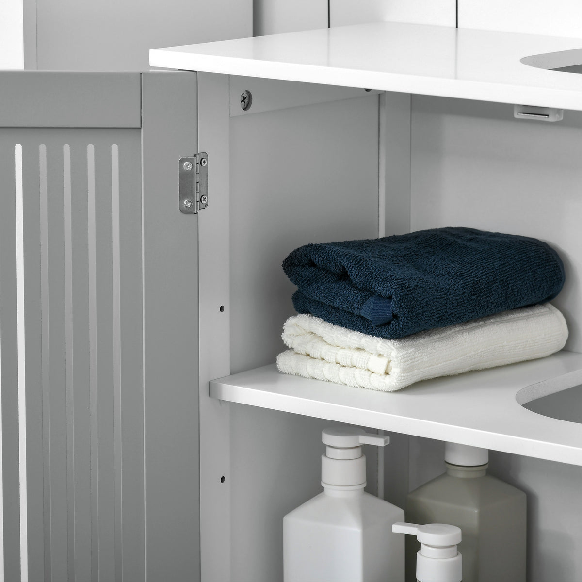 Modern Under Sink Cabinet with 2 Doors, Bathroom Vanity Unit, Pedestal Under Sink Design, Storage Cupboard with Adjustable Shelves