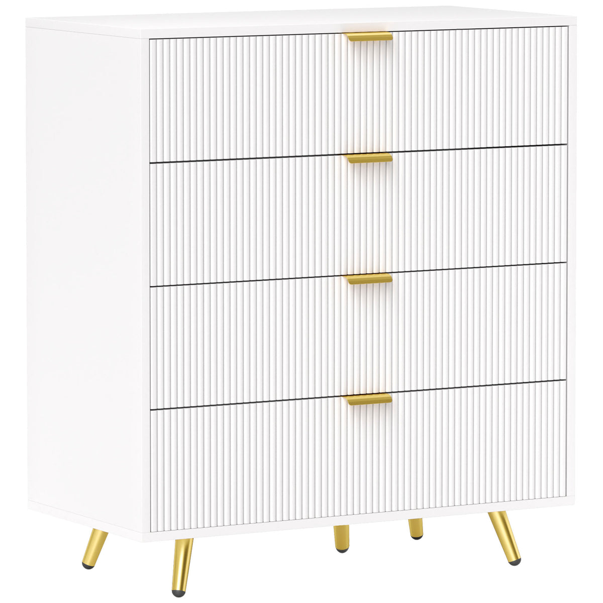 Four-Drawer Bedside Table - White