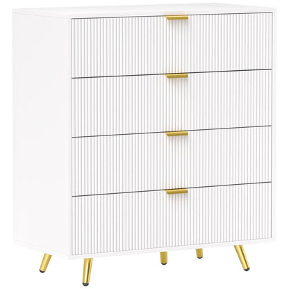 Four-Drawer Bedside Table - White