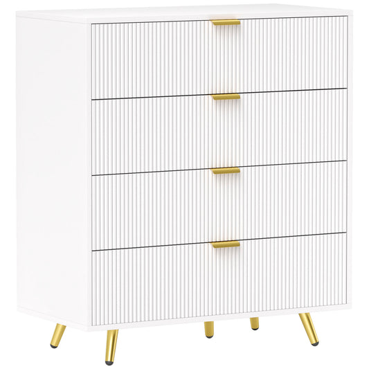 Four-Drawer Bedside Table - White