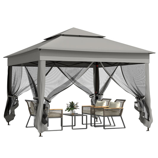 3 x 3(m) Pop Up Gazebo, Double-roof Garden Tent with Netting and Carry Bag, Party Event Shelter for Outdoor Patio