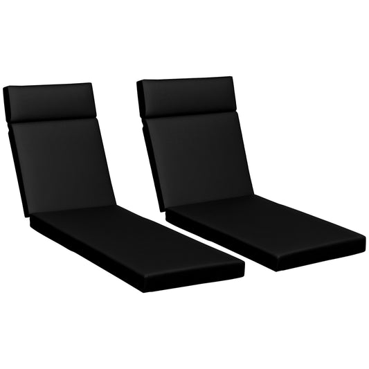 Set of 2 Sun Lounger Cushions, Replacement Cushions for Rattan Furniture with Ties, 196 x 55 cm, Cushion ONLY