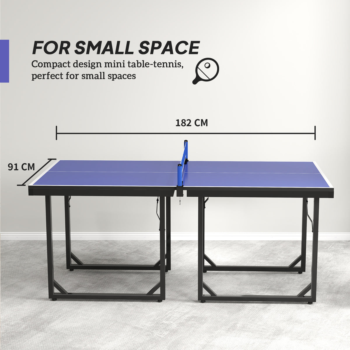 6ft Table Tennis Table, Ping Pong Table with Net, Foldable and Portable Ping Pong Set for Indoor Use, Easy Assemble, Midsize, Blue