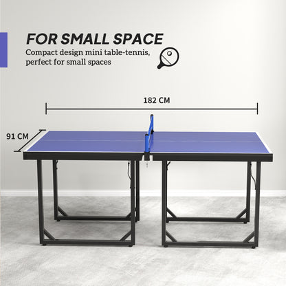 6ft Table Tennis Table, Ping Pong Table with Net, Foldable and Portable Ping Pong Set for Indoor Use, Easy Assemble, Midsize, Blue