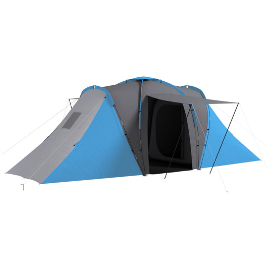 Large Camping Tent Tunnel Tent with 2 Bedroom and Living Area, 2000mm Waterproof, Portable with Bag for 4 Man