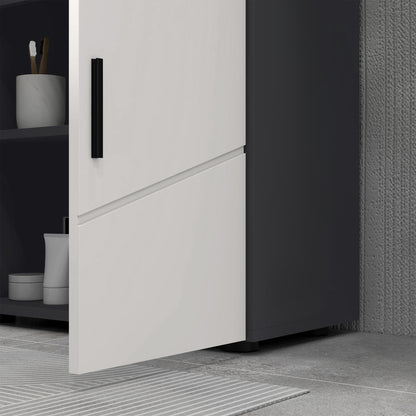 Under Sink Bathroom Cabinet, Bathroom Sink Cabinet with Soft-Close Doors, Adjustable Shelf, 10 x 20cm U Shaped Cut-Out, Storage Cupboard for Basin without Pedestal, Light Grey