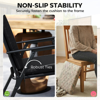 Outdoor Seat Cushions Set of 2 with Ties, Waterproof Garden Seat Pads