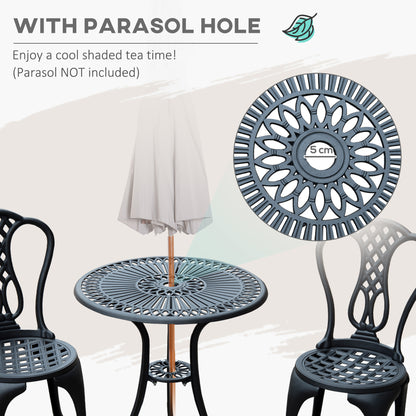 3 Piece Small Patio Furnture Cast Aluminium Bistro Set Garden Outdoor Table and Chairs Shabby Style