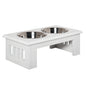 Raised Dog Feeding Bowls with Stand, Stainless Steel for Medium Dog, 58L x 31W x 25H cm - White