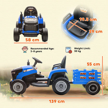 12V Ride on Tractor and Trailer with Remote Control, Music, Shifter, Start-Up Sound, for Kids Ages 3-8 Years