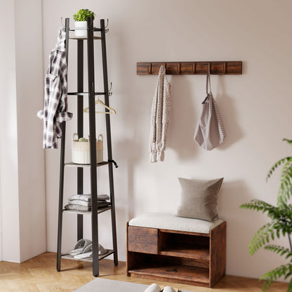 Industrial-Style Four Shelf Coat Stand