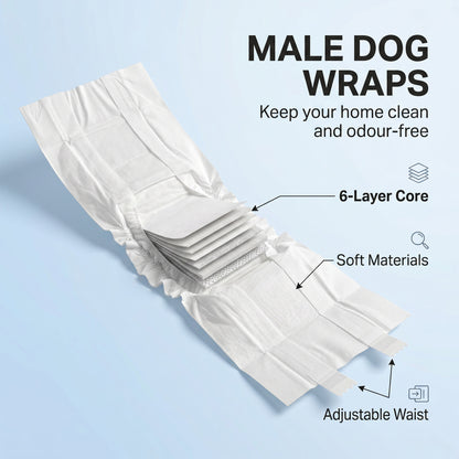 Dog Diapers Super Absorbent Leak-Proof Dog Nappies for Male Dogs Size M 45-64 cm Waist