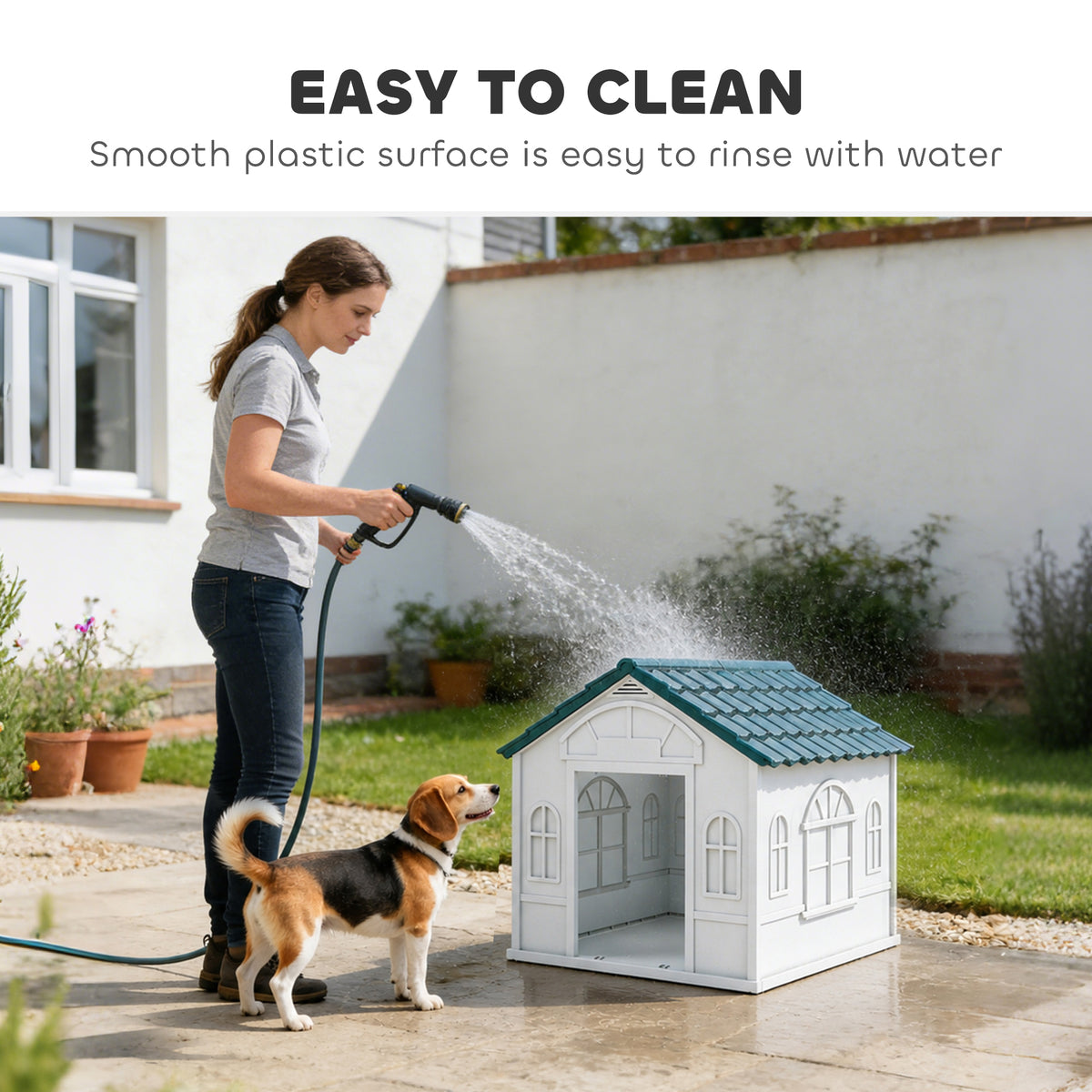 Plastic Weather-Resistant Dog House, for Indoors and Outdoors, Medium Dogs
