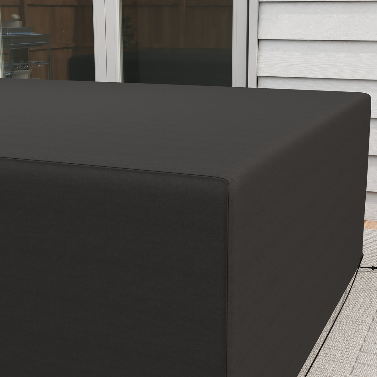 Outdoor Garden Furniture Cover Waterproof, Anti-UV 600D Heavy Duty Oxford Fabric Patio Furniture Cover for Rectangular Sofa Table Set, Black, 245 x 165 x 66 cm
