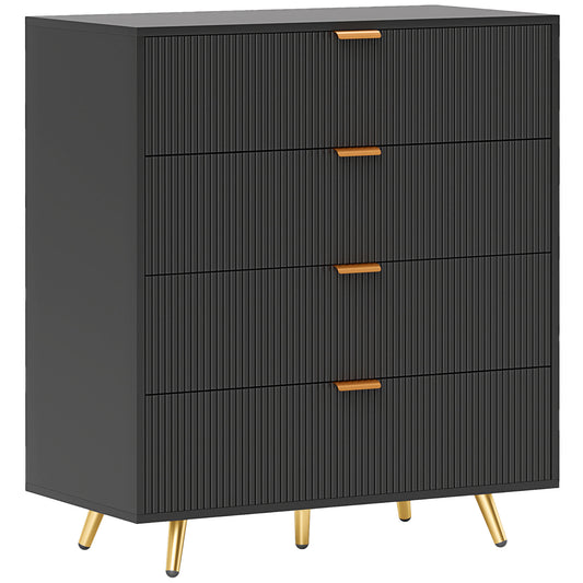 Four-Drawer Bedside Table - Black