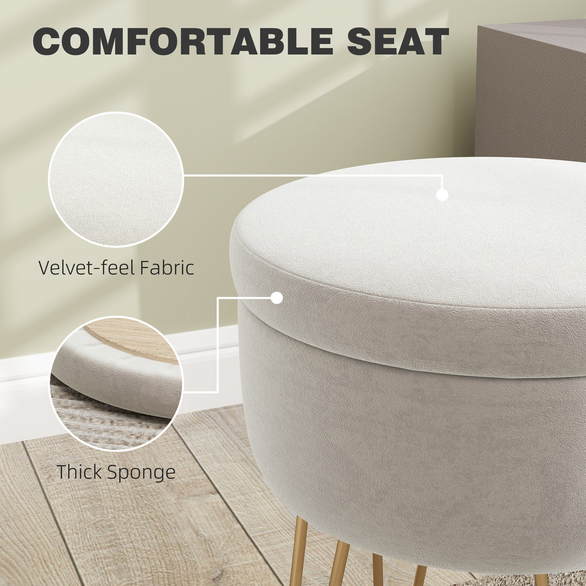 5L Velvet-Feel Storage Ottoman
