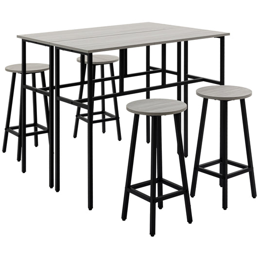 6-Piece Bar Table Set, 2 Breakfast Tables with 4 Stools, Counter Height Dining Tables & Chairs for Kitchen, Living Room