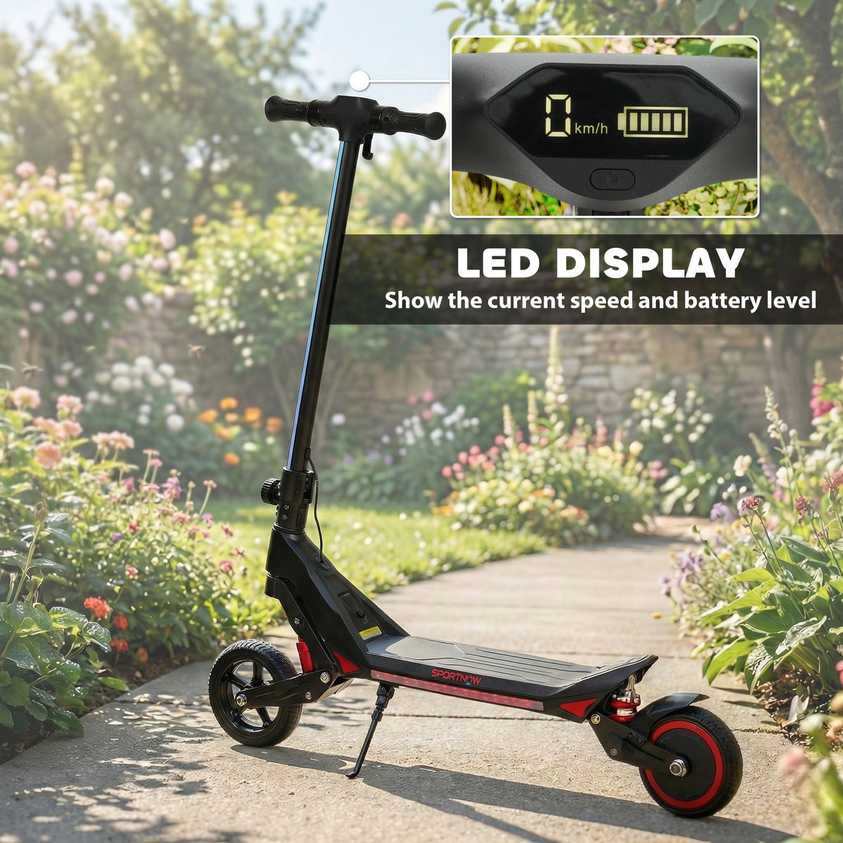 Electric Scooter for Kids, Foldable E Scooter for Age 6+ with LED Display, RGB lights, Up to 16km/h