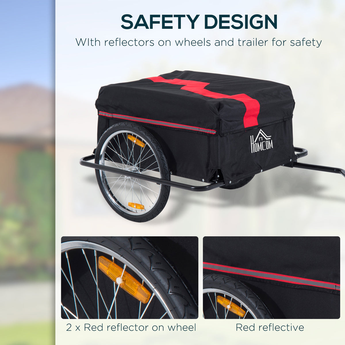 Two-Wheel Bicycle Large Cargo Wagon Trailer Oxford Fabric, Folding Storage, & Removable Cover, Red