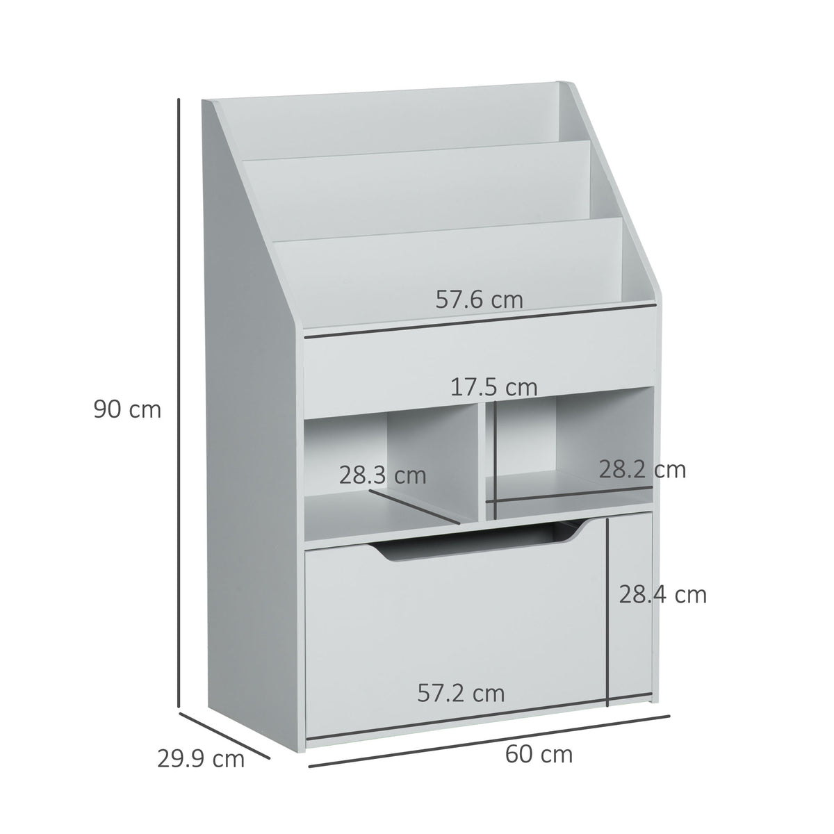 Kids Bookshelf, Toy Organiser, with Storage Drawer, Wheels
