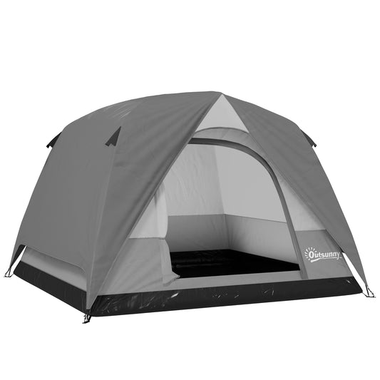 Camping Tent, Easy Set Up 2-3 Man Tent with Sewn-in Groundsheet, 3000 mm Dome Tent w/ Mesh Windows, Dark Grey
