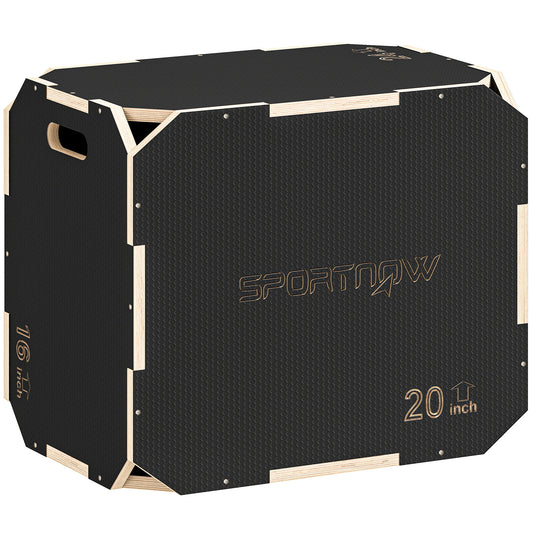 Non-Slip Plyo Box, Corner-free Wooden Jump Box, 24"x20"x16.1"