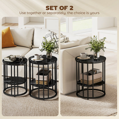 Set of Two Marble-Effect Coffee Tables